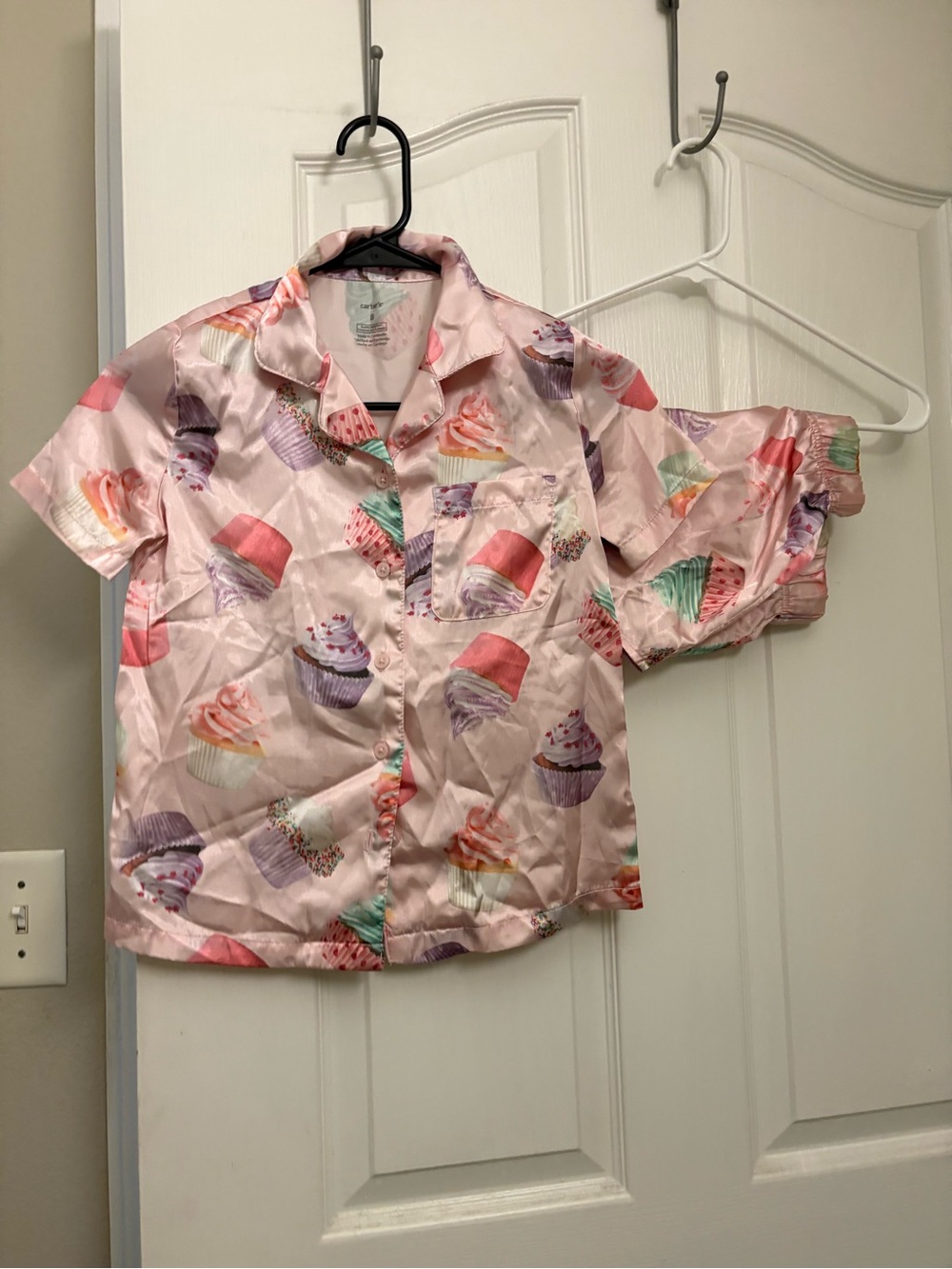 Carters Pink Cupcake Satin Pajama Top and Shorts Set
